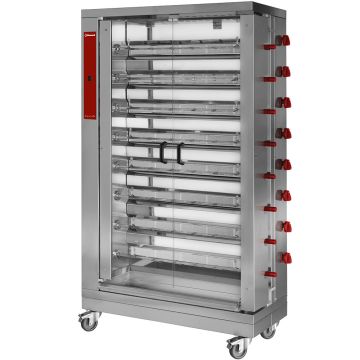 Hähnchengrill Gas, 8 Spieße auf Rädern (48 Hähnchen) (1098x480x1920mm)