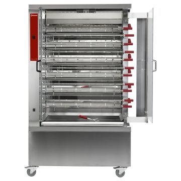 Hähnchengrill Gas, 11 Spieße, 2 Reihen auf Rädern (66 Hähnchen) (1098x660x1860mm)