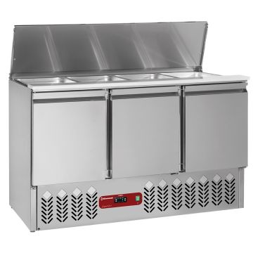 Saladette mit Deckel, 4xGN1/1-150 mm + Reserve 3 Türen.GN 1/1, 380 Lit (1365x700x870mm)