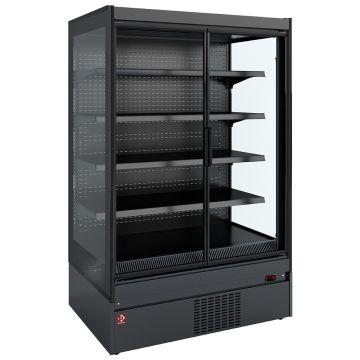 Wand-Kühlmöbel, Glaswangen, Selbstbedienung, Schwenktüren - FULL BLACK (1550x898x2040mm)