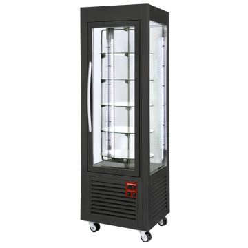 Panorama Vitrine, 5 rotierende Glasablagen, 360 LT, Schwarz (600x630x1850mm)