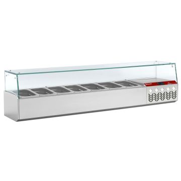 Kühlaufsatz GN 6x1/4, 1x1/9, mit gerader Glasscheibe (1610x324x387mm)