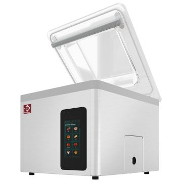 Vakuummaschine, Edelstahltank 370x420xh180 mm. 21 m3/h TOUCH-Bildschirm (523x491x464mm)
