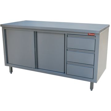 Neutraler Arbeitsschrank und 3 Schubladen rechts (1600x700x880mm)
