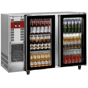 Flaschenkühlschrank, Edelstahl, 2 Glastüren, 375 Liter (1455x565x890mm)