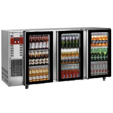 Flaschenkühlschrank, Edelstahl, 3 Glastüren, 579 Liter (2065x565x890mm)