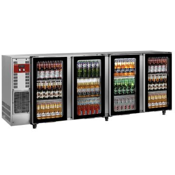 Flaschenkühlschrank, Edelstahl,  4 Glastüren, 783 Liter (2675x565x890mm)