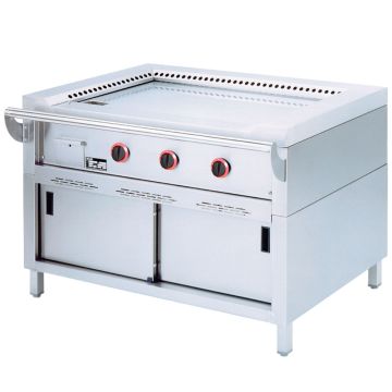 Gas "Teppanyaki" Platte, 3 Zonen (3x 7 kW), Unterschrank (1440x770x850mm)