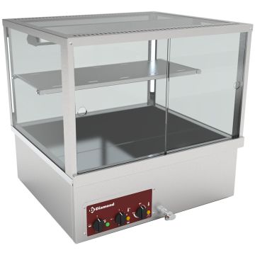 Wärmevitrine, Bain-Marie 2x GN 1/1 Panorama (700x650x675mm)