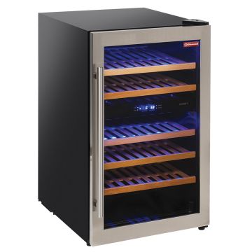 Weinkeller Vitrine, belüftet, Edelstahltür, 140 Lt.,2 T°, - SCHWARZ
