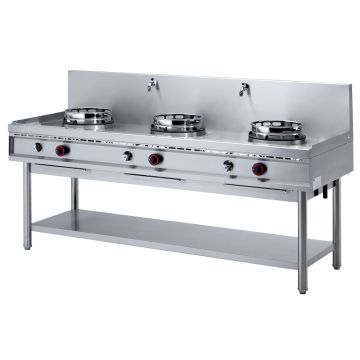 Gas Wok Herd, 3 Brenner (3x 13 kW) (2000x700x800mm)