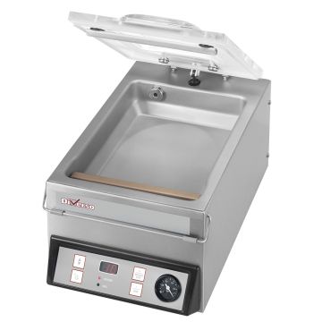 Vakuummaschine, gebogener Deckel, Edelstahltank - 4 m3/h (279x440x252mm)