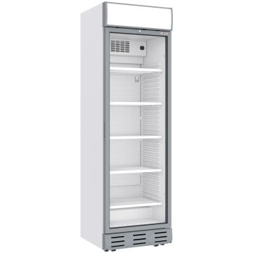 Belüftete Vitrine positive 382 Liter WEISS mit Leuchtkasten (595x650x2000mm)