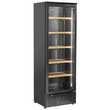 Weinkühlvitrine, 300 Liter, 1 Temperatur - SCHWARZ (600x558x1800mm)
