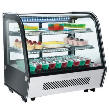 Tischkühlvitrine, 3 Ebenen, gewölbtes Glas (695x570x685mm)