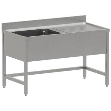 Edelstahl Spültisch ECO 1 Becken und rechtem Abtropffläche, ohne Unterboden  (1400x700x850mm)