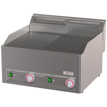 Doppelte elektrische Kochplatte, 1/2 geriffelt 1/2 glatt -Top- (660x600x290mm)