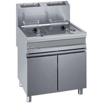 Gas-Fritteuse, 2 Becken je 15 Liter mit Unterschrank (750x650x845mm)