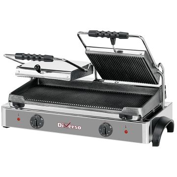 Elektro Kontaktgrill Panini DOPPELT, gerillte Platte (620x435x240mm)