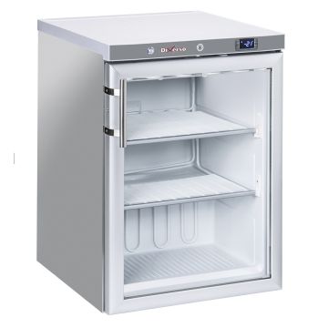 Statischer Gefrierschrank, Glastür, 200 Liter - aus Edelstahl (600x625x853mm)