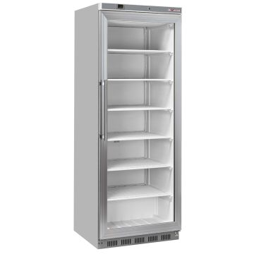 Gefrierschrank, Glastür, statisch, 400 Liter - Edelstahl (600x723x1902mm)