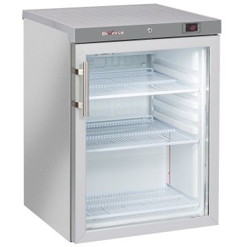 Kühlschrank, Glastür, belüftet, 200 Liter. aus Edelstahl (600x625x853mm)