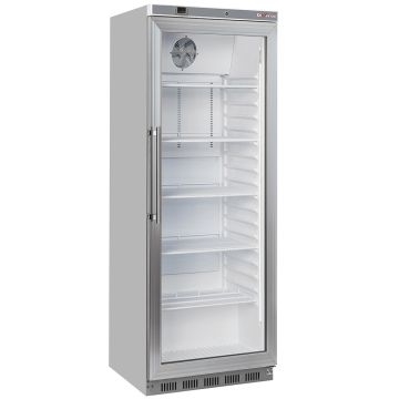 Kühlschrank, Glastür, belüftet, 400 Liter. aus Edelstahl