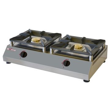 Gas Hockerkocher, 2 Brenner 5 kW (760x400x200mm)