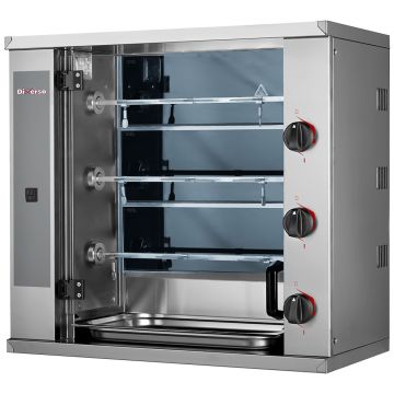 SMALL Hähnchengrill Glaskeramik, 3 Spieße (9 Hähnchen) (800x400x735mm)