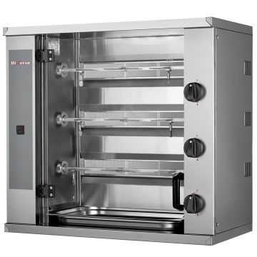 Hähnchengrill Gas, 3 Spieße (9 Hähnchen) SMALL (800x400x735mm)