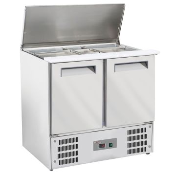 Saladette mit Deckel, 2x GN1/1+3x GN 1/6-150 mm + Reserve 2 Türen,GN 1/1 (900x700x850mm)