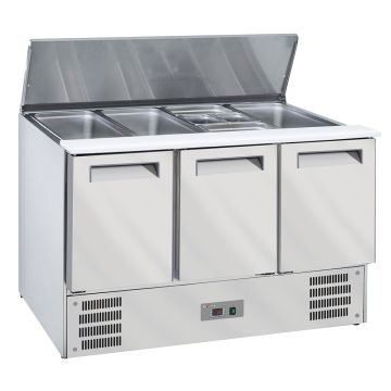 Saladette mit Deckel, 4xGN1/1-150 mm + Reserve 3 Türen.GN 1/1 (1365x700x850mm)