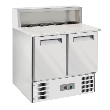 2-türiger gekühlter pizzas tisch GN1/1, gekühlte Struktur 5x GN1/6-150 mm (900x700x850mm)