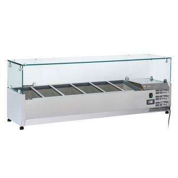 Kühlaufsatz 5 x GN 1/3 & 1x GN 1/2 -150 mm, mit Glas (1500x395x440mm)