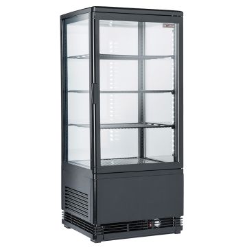 Tischvitrine, 4-seitig verglast, 4 Ebenen, 80 litres - "Schwarz" (428x386x960mm)