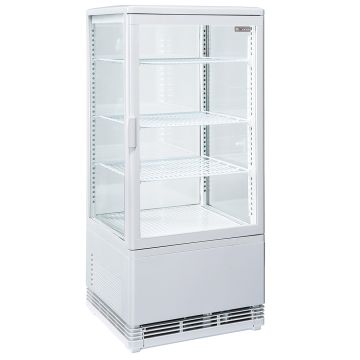 Tischvitrine, 4 Ebenen, 4 Glasfronten, 80 Liter - WEIß (428x386x960mm)
