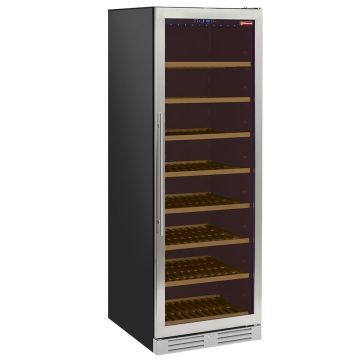 Weinkeller Vitrine, belüftet, Edelstahltür, 470 Lt., - SCHWARZ (595x720x1767mm)