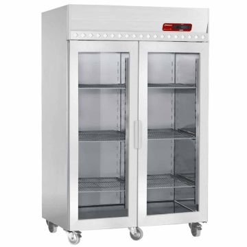 Umluftgefrierschrank 1400 Liter, 2 Glastüren GN 2/1, Auf Rädern (1440x850x2070mm)