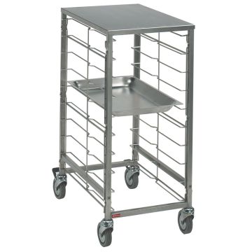 Tablettwagen für Bleche 7x GN 1/1, Abstand 75 mm , mit Inox Top (360x680x860mm)