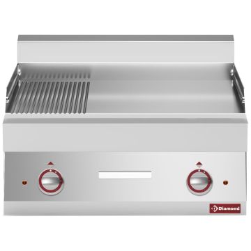 Elektro Grillplatte 2/3 glatt 1/3 gerillt  -Top- (700x650x280mm)