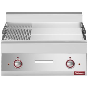 Elek. Grillplatte 2/3 glatt 1/3 gerillt  -Top-, verchromt  (700x650x280mm)