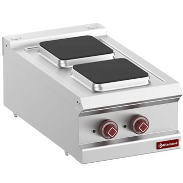 Elektro Plattenherd mit 2 Quadrat Platten -Top- (400x700x250mm)