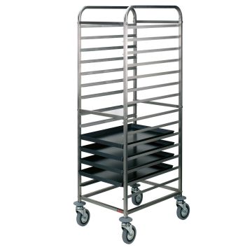 Transportwagen für Bleche aus Edelstahl, 14x600x400 mm, Zwischenraum 85 mm (720x520x1630mm)