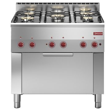 Gasherd 5 Brenner mit Elektro Konvektionsbackofen GN 1/1 (900x600x850mm)