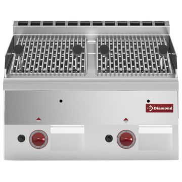 Gas Lavasteingrill mit Rost aus Gusseisen -Top- (600x600x280mm)