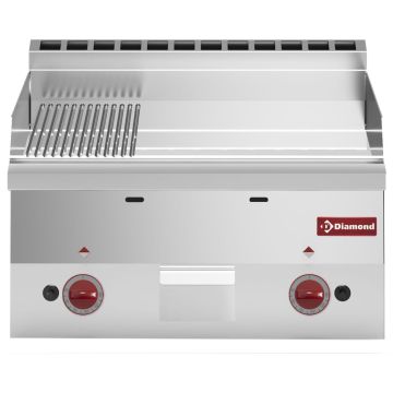 Gas Grillplatte 2/3 glatt und 1/3 gerillt "verchromt"  -Top- (600x600x280mm)