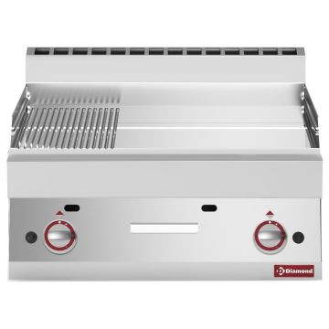 Gas Grillplatte 2/3 glatt 1/3 gerillt  -Top- hartverchromt "50 µm" (700x650x280mm)