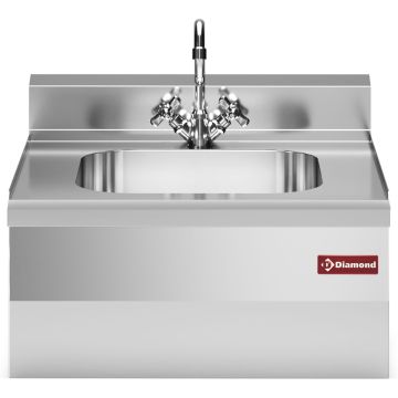 Spülbecken 400x400xh200 mit Mischbatterie und Abwasserrohr (600x600x280mm)