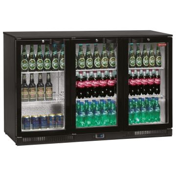 Flaschenkühlschränk, Belüftet, "Back Bar" , 3 Drehflügeltüren (1355x520x870mm)