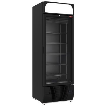 Negative Kühlvitrine 496 Liter - 6 Ebenen mit Leuchtkasten - SCHWARZ (670x718x2026mm)